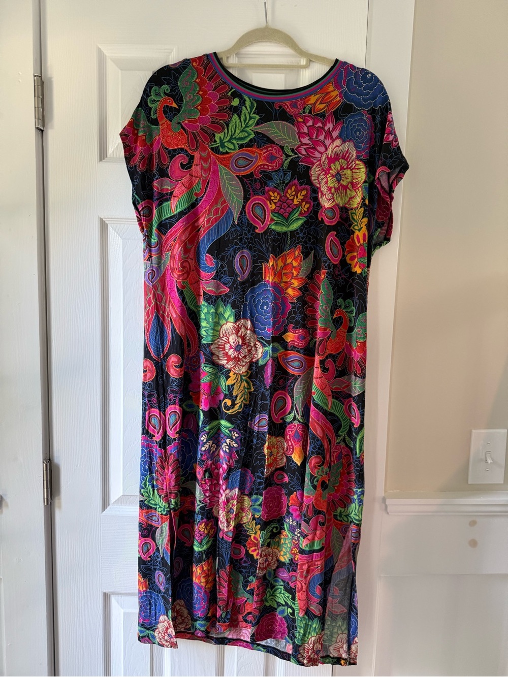Johnny Was Janie Favorite Relaxed Jersey Dress pXL Emberwing Scarf Print